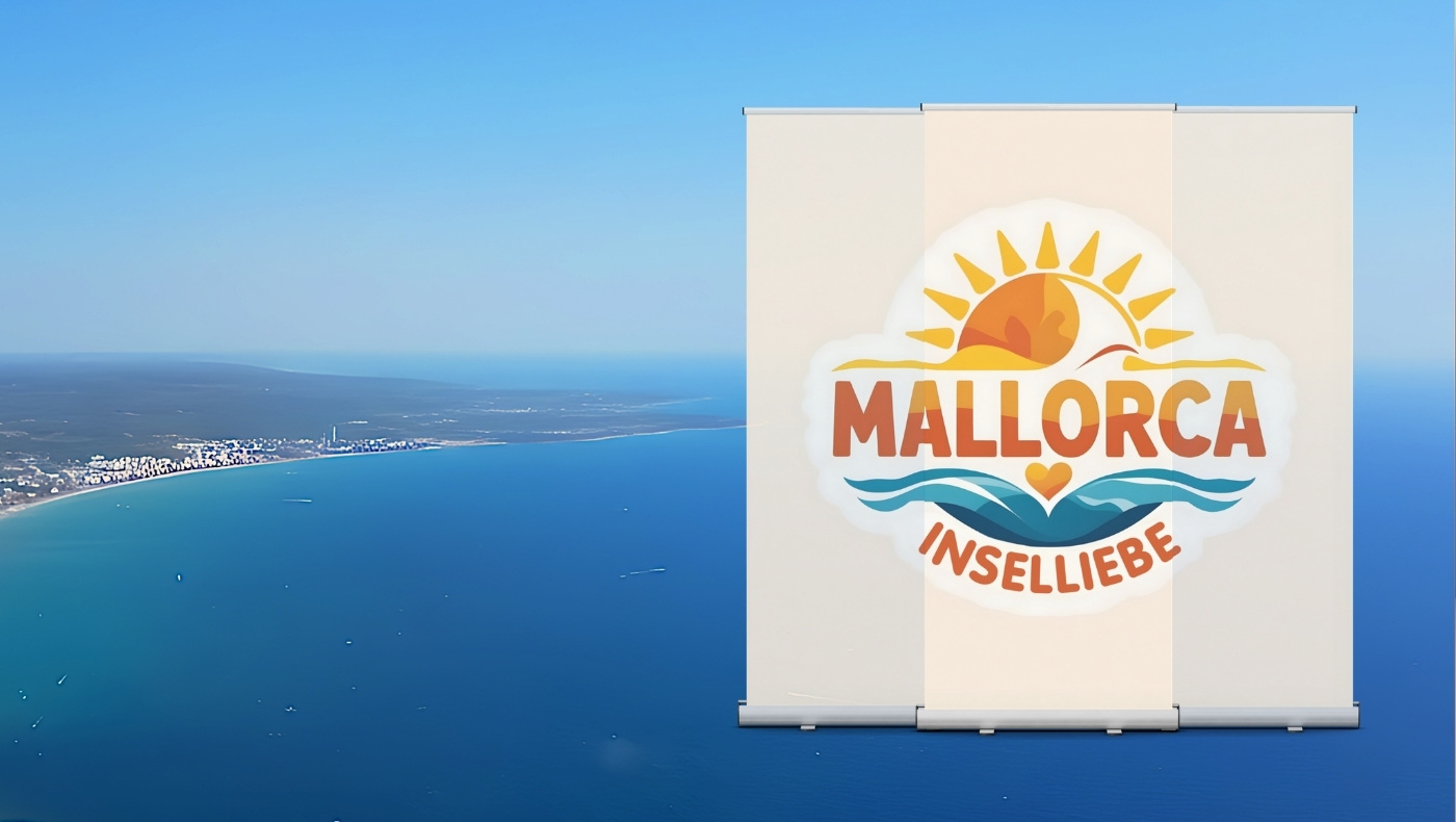 Mallorca InselLiebe Logo und blaues Meer Mallorca